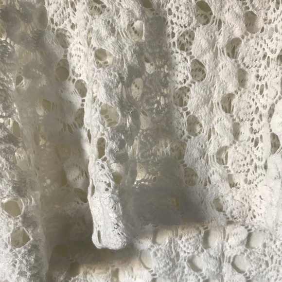 White Crocheted Lace Eyelet Mini Tank Dress - Picture 2 of 2